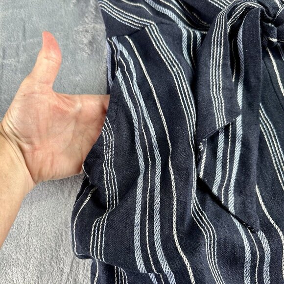 Ellen Tracy Tie Front Linen Blend Dress Size Small Navy White Stripe $129 NWT - Picture 12 of 16